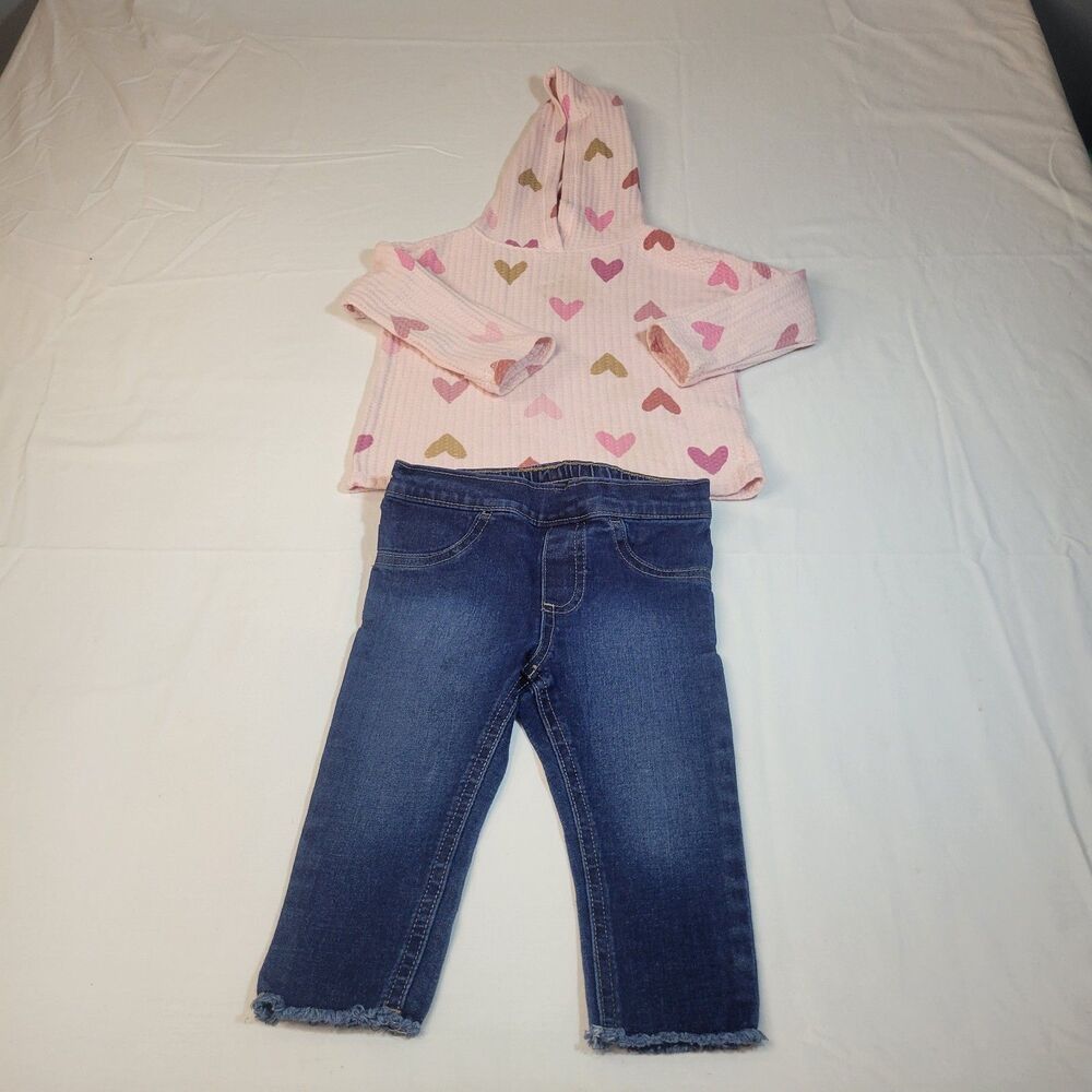Garanimals 18m Thermal Hoodie Skinny Jeans Set Toddler Girls Pink Blue Denim